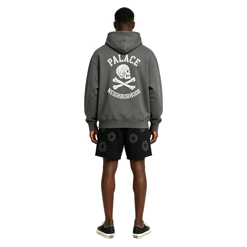 Palace x Neighborhood Skull Zip Hood Charcoal - AFewVibe