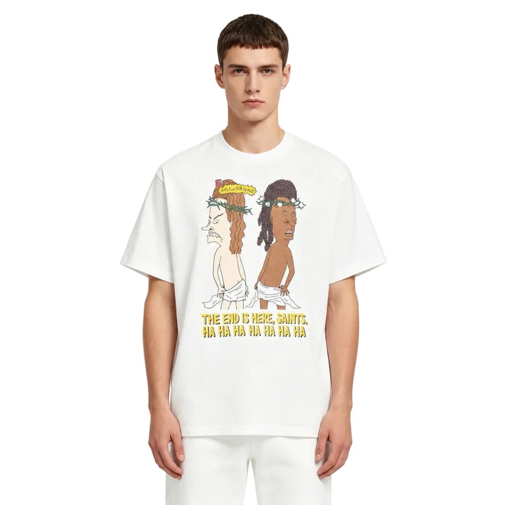 Saint Michael Holy and Virtuous T-Shirt White - AFewVibe