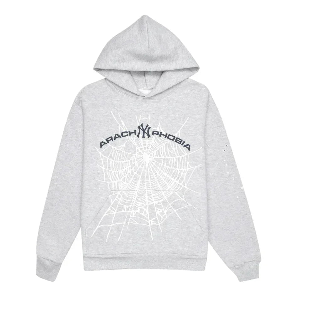 Sp5der Arach NY Phobia Hoodie Ash Grey - Afewvibe