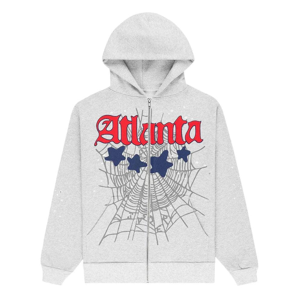 Sp5der Atlanta Full Zip Hoodie Heather Grey - Afewvibe