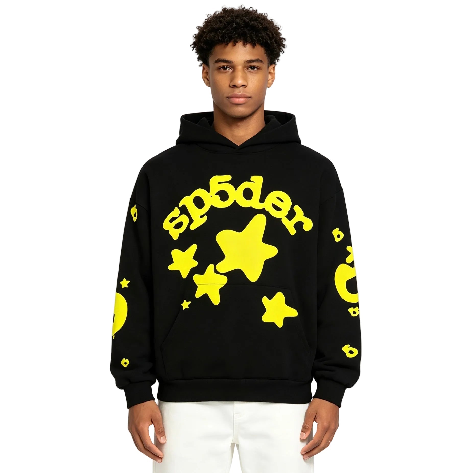 Sp5der Beluga Hoodie Onyx/Yellow - AFewVibe
