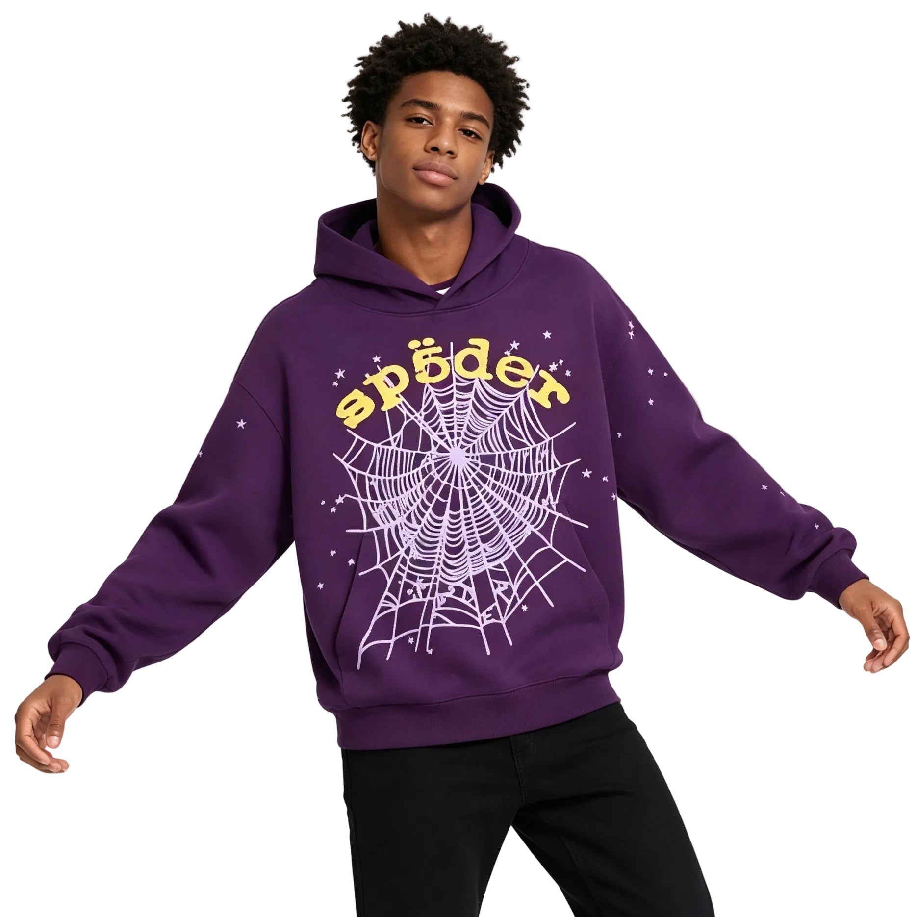 Sp5der Star OG Web V2 Hoodie Purple - AFewVibe