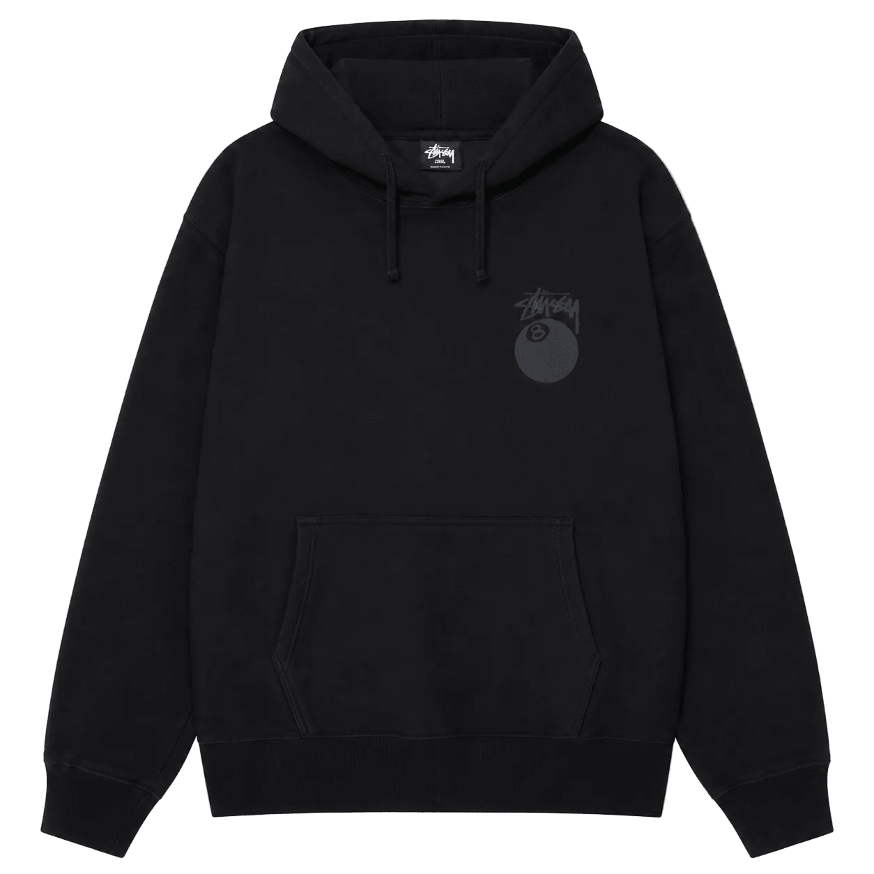 Stüssy 8 Ball Hoodie Pigment Dyed Black | 14oz Fleece – AFewVibe