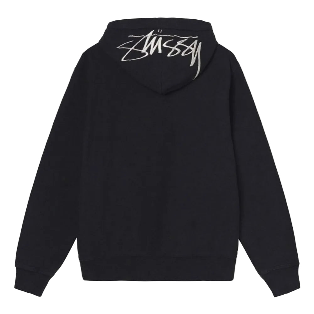 Stussy Back Hood Embroidered Hoodie Black - AFewVibe