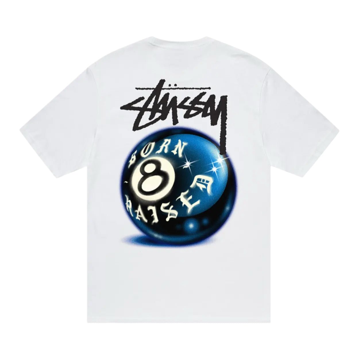 Stussy Born X Raised 8 Ball Tee White - AFewVibe