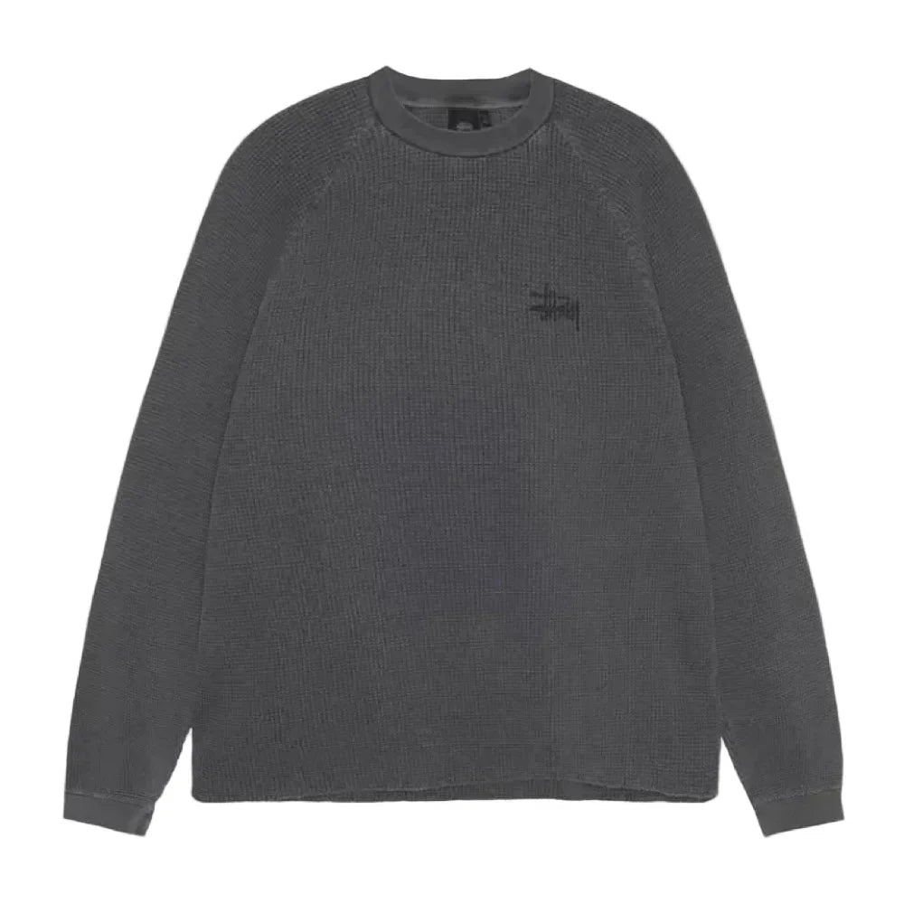 Stussy Raglan Thermal Long - Sleeve Crew Washed Black - Afewvibe