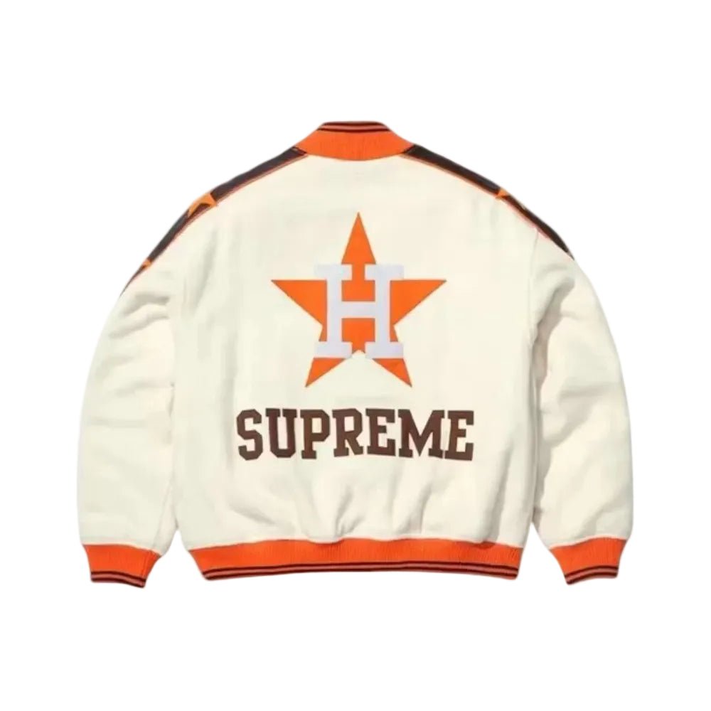 Supreme Mitchell & Ness Teams Varsity Jacket Natural - AFewVibe