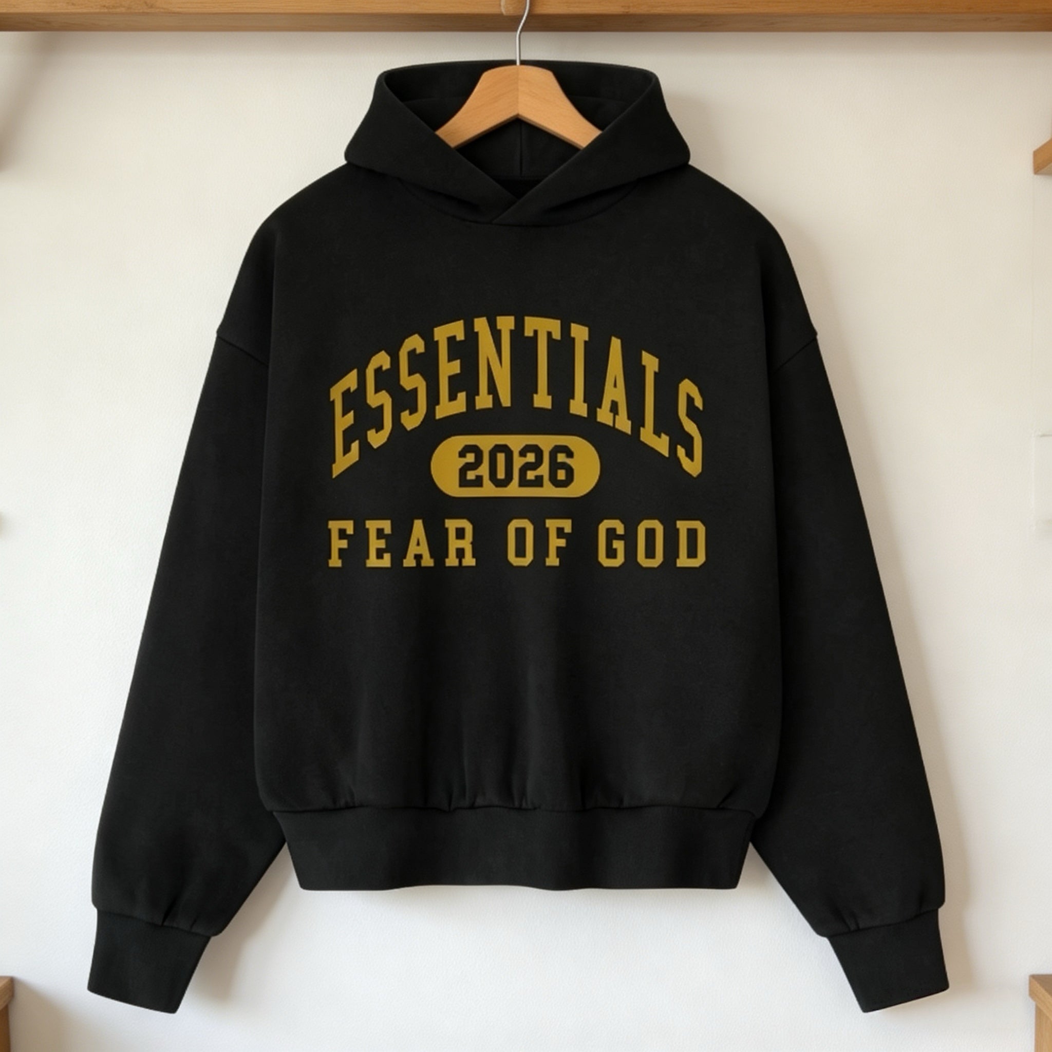 Fear of God Essentials Classic Fleece Hoodie Vintage Black — Vintage Black Structure