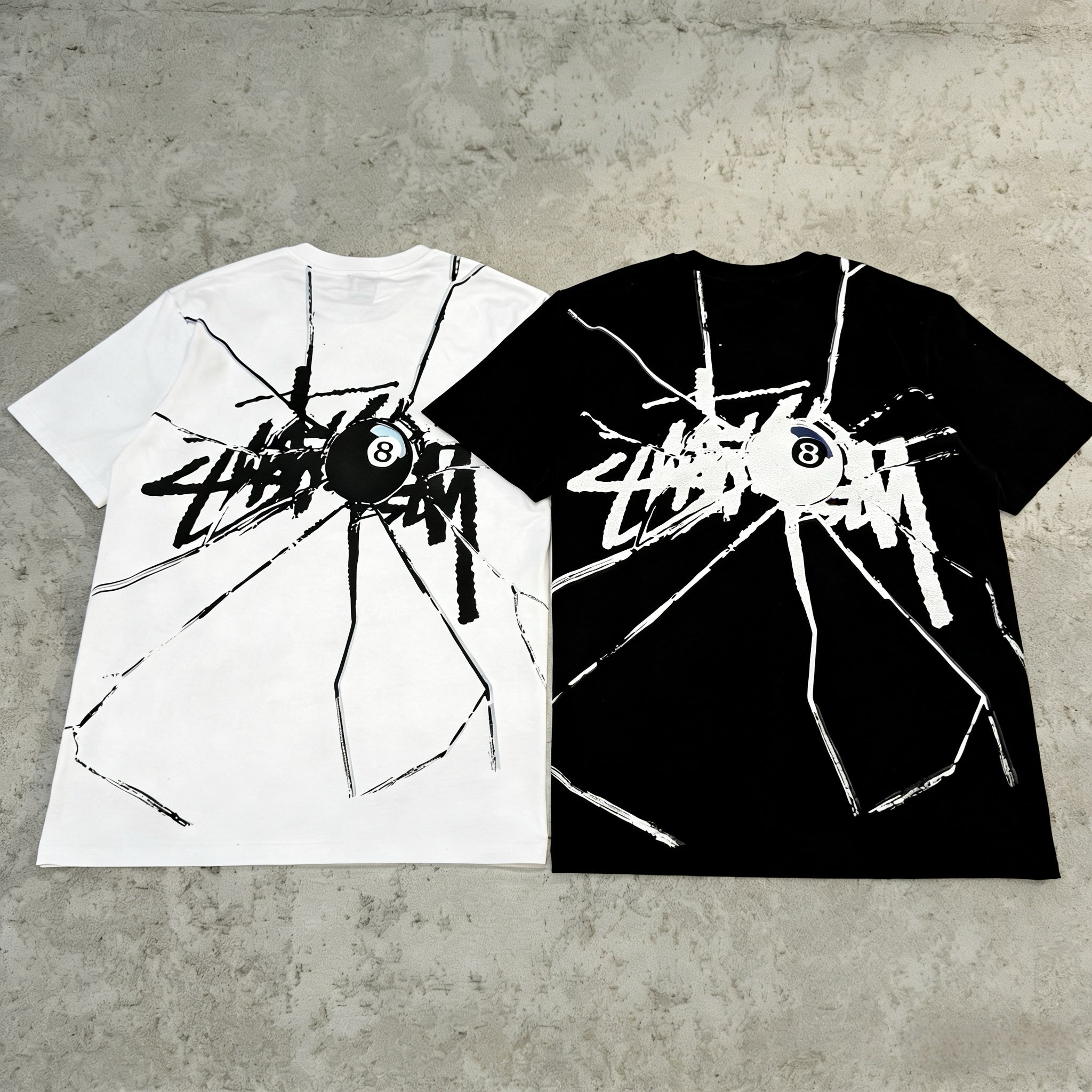 Stussy Shattered Tee White and Black — Two Colors, Two Roles