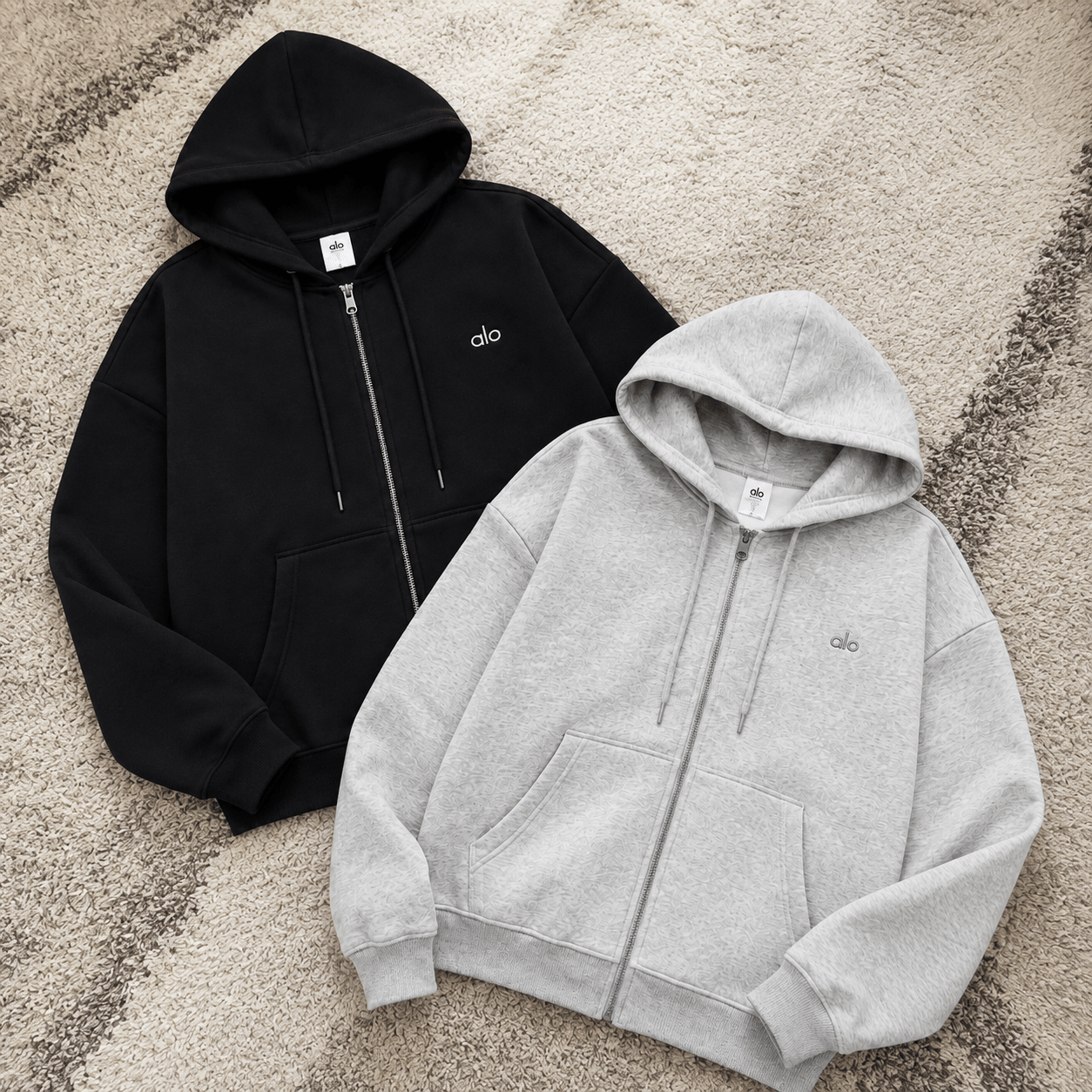 Alo Accolade Full Zip Black or Heather Grey - AFewVibe