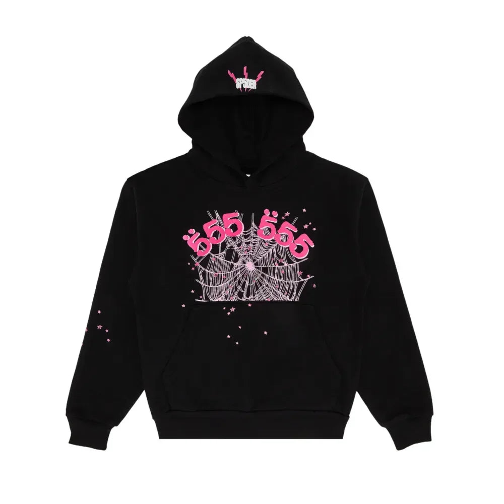 Sp5der Angel Number Hoodie Black - AFV Clothes