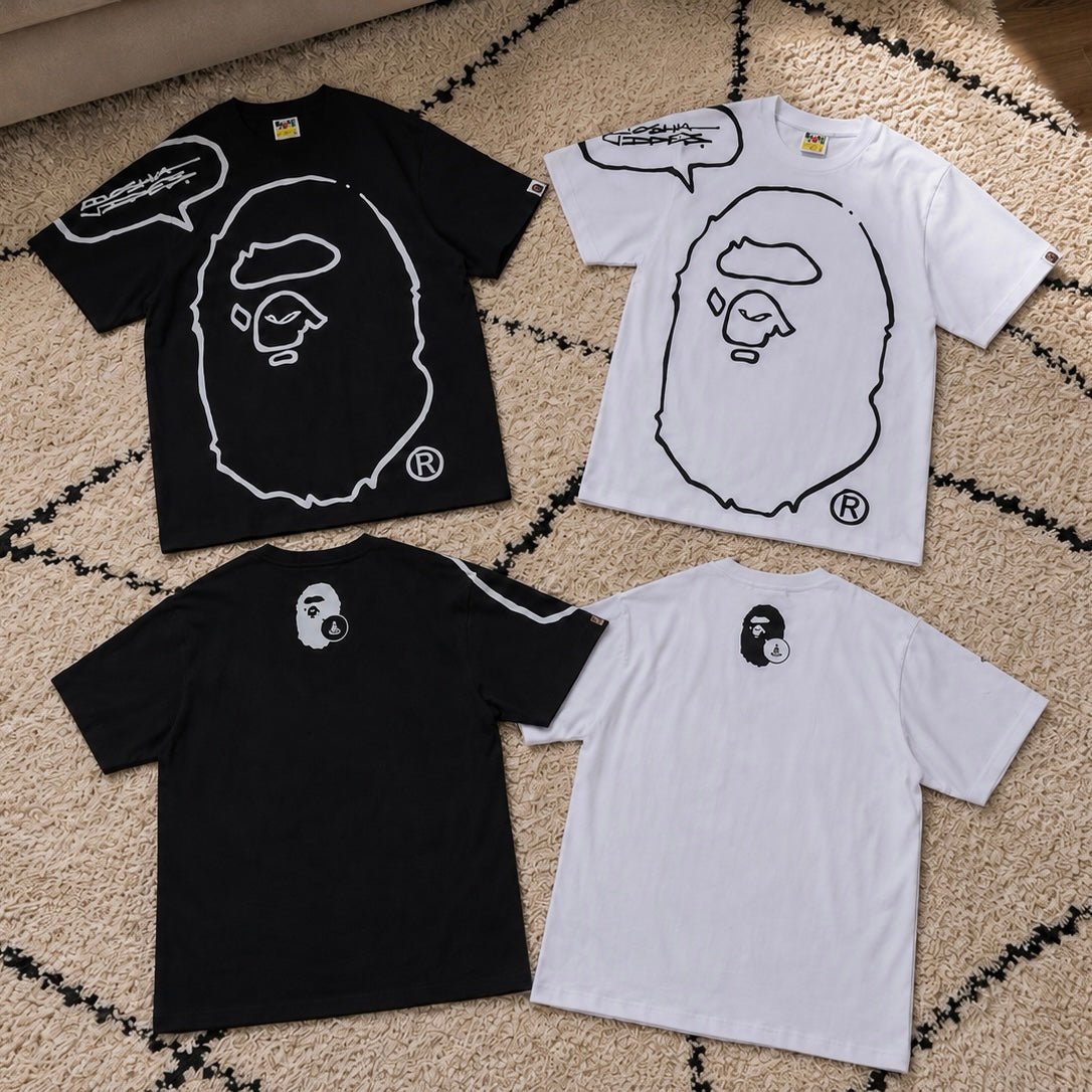 BAPE x Joshua Vides Ape Head Tee White vs Black - AFewVibe