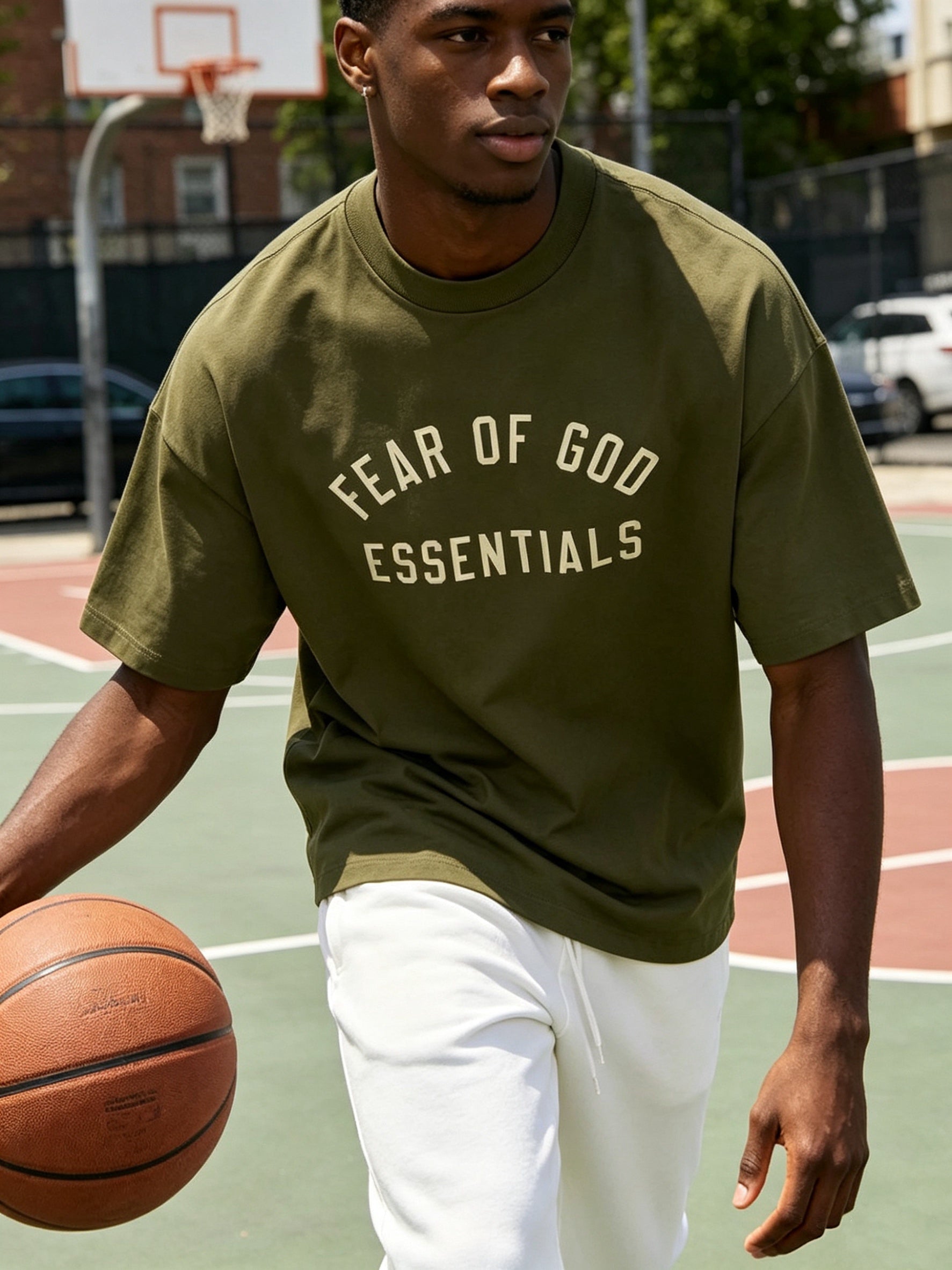 Fear of God Essentials Jersey Crewneck Tee Military Layering - Afewvibe