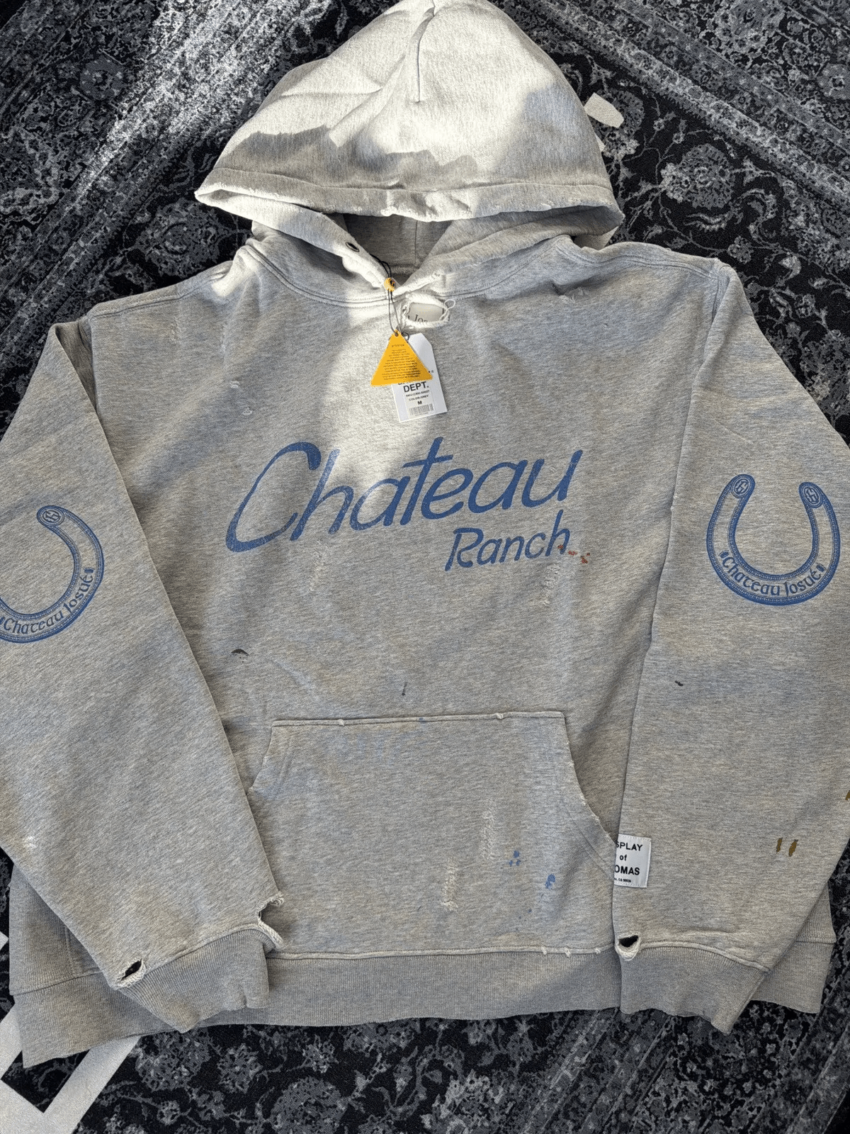 Gallery Dept.Distressed Chateau Ranch Hoodie Heather Grey — Painted Ranch, Broken-In Balance - Afewvibe