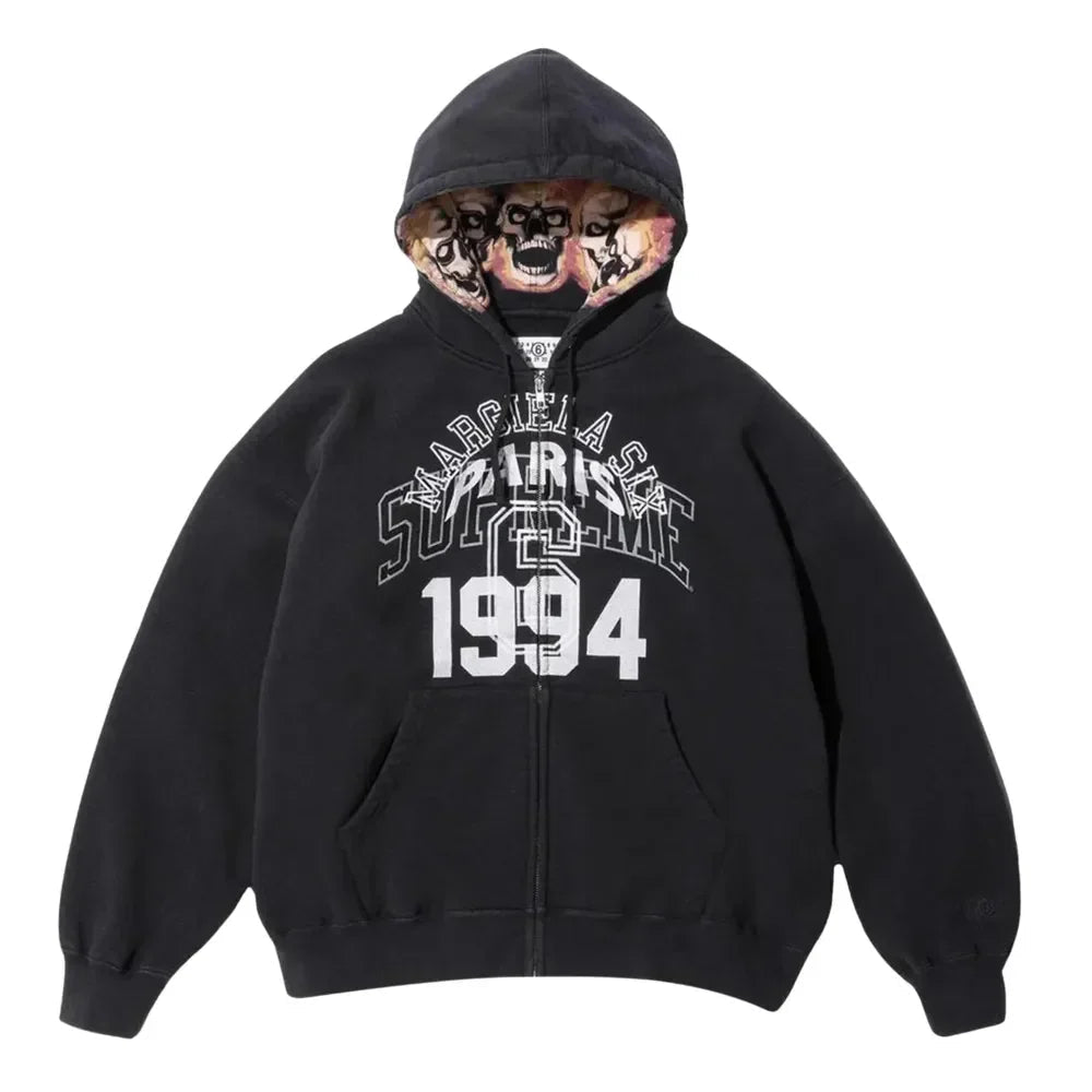 Supreme MM6 Maison Margiela Zip Up Hooded Sweatshirt Black - Afewvibe