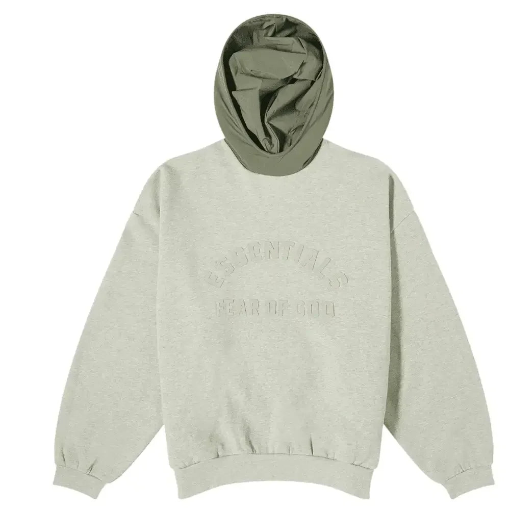 Fear of God Essentials SS24 Nylon Fleece Hoodie Dark Heather Oatmeal/Ink - AFV Clothes