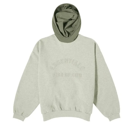 Fear of God Essentials SS24 Nylon Fleece Hoodie Dark Heather Oatmeal/Ink - AFV Clothes