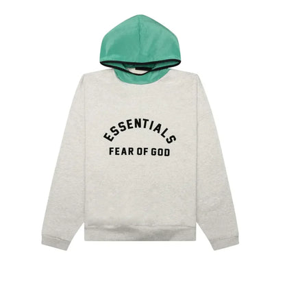 Fear Of God Essentials Nylon Fleece Hoodie Light Heather Grey/Mint Leaf - AFV Clothes