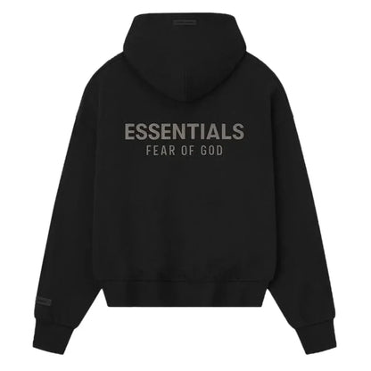 Fear of God Essentials Classic Full Zip Hoodie Jet Black – AFV Clothes Fear of God Essentials Classic Full Zip Hoodie Jet Black – AFV Clothes