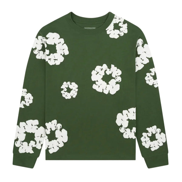 Denim Tears Long Sleeve CottonWreath T-shirt Green - AFV Clothes