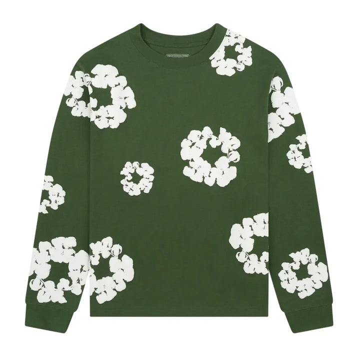 Denim Tears Long Sleeve CottonWreath T-shirt Green - AFV Clothes