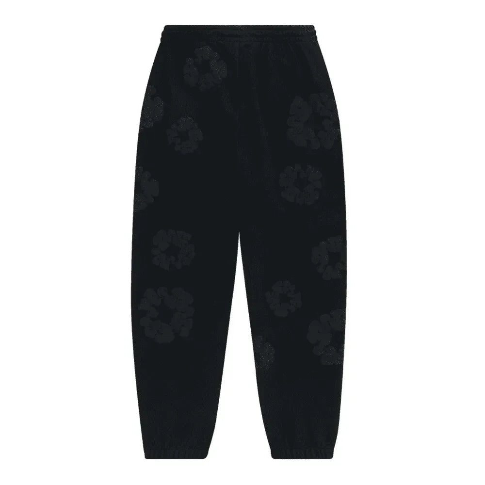 Denim Tears Cotton Wreath Sweatpants Black Monochrome - AFV Clothes