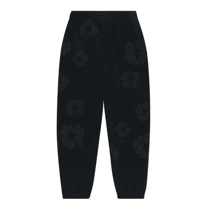 Denim Tears Cotton Wreath Sweatpants Black Monochrome - AFV Clothes