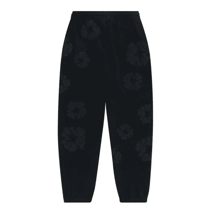 Denim Tears Cotton Wreath Sweatpants Black Monochrome - AFV Clothes