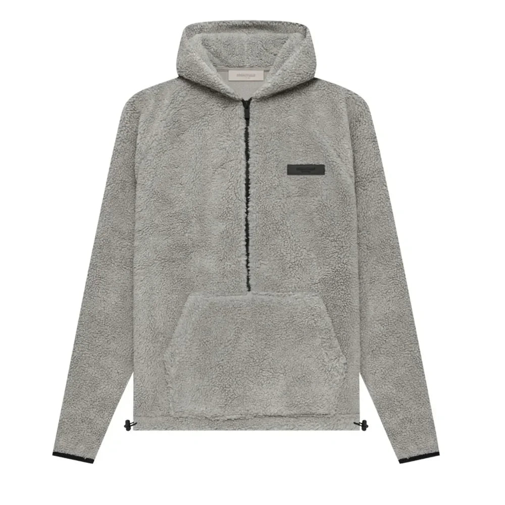 Fear of God Essentials Polar Fleece Half Zip Hoodie Dark Oatmeal - AFV Clothes