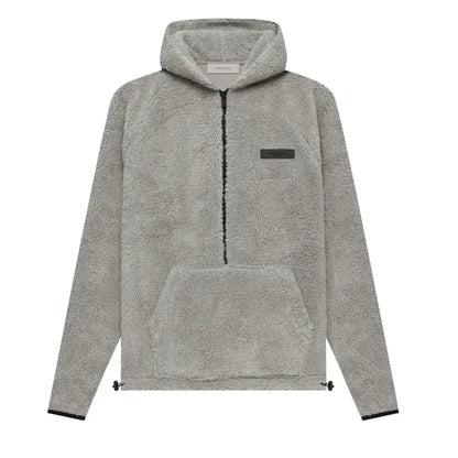 Fear of God Essentials Polar Fleece Half Zip Hoodie Dark Oatmeal - AFV Clothes