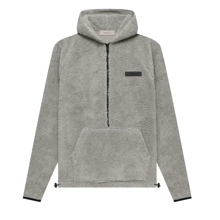 Fear of God Essentials Polar Fleece Half Zip Hoodie Dark Oatmeal - AFV Clothes