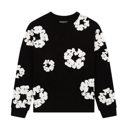 Denim Tears Long Sleeve Cotton Wreath T-shirt Black - AFV Clothes