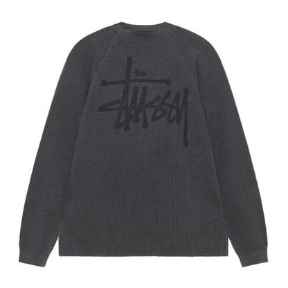 Stussy Raglan Thermal Long-Sleeve Crew Washed Black