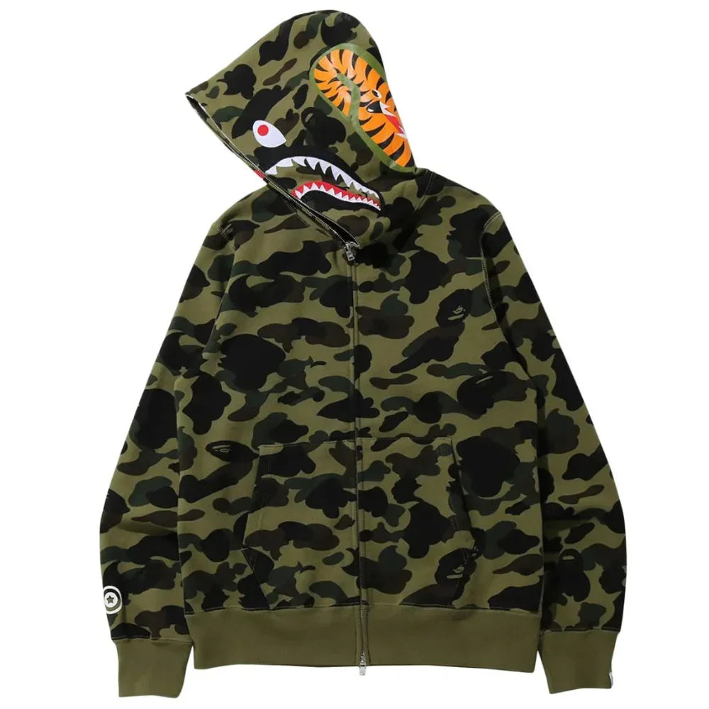 BAPE 1st Camo Shark Full Zip Hoodie Green
