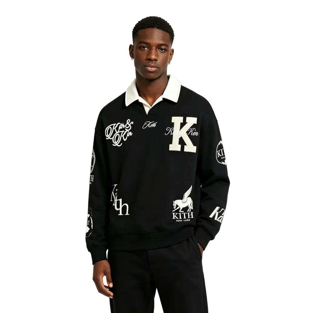 Kith Nelson Collared Rugby Pullover Black