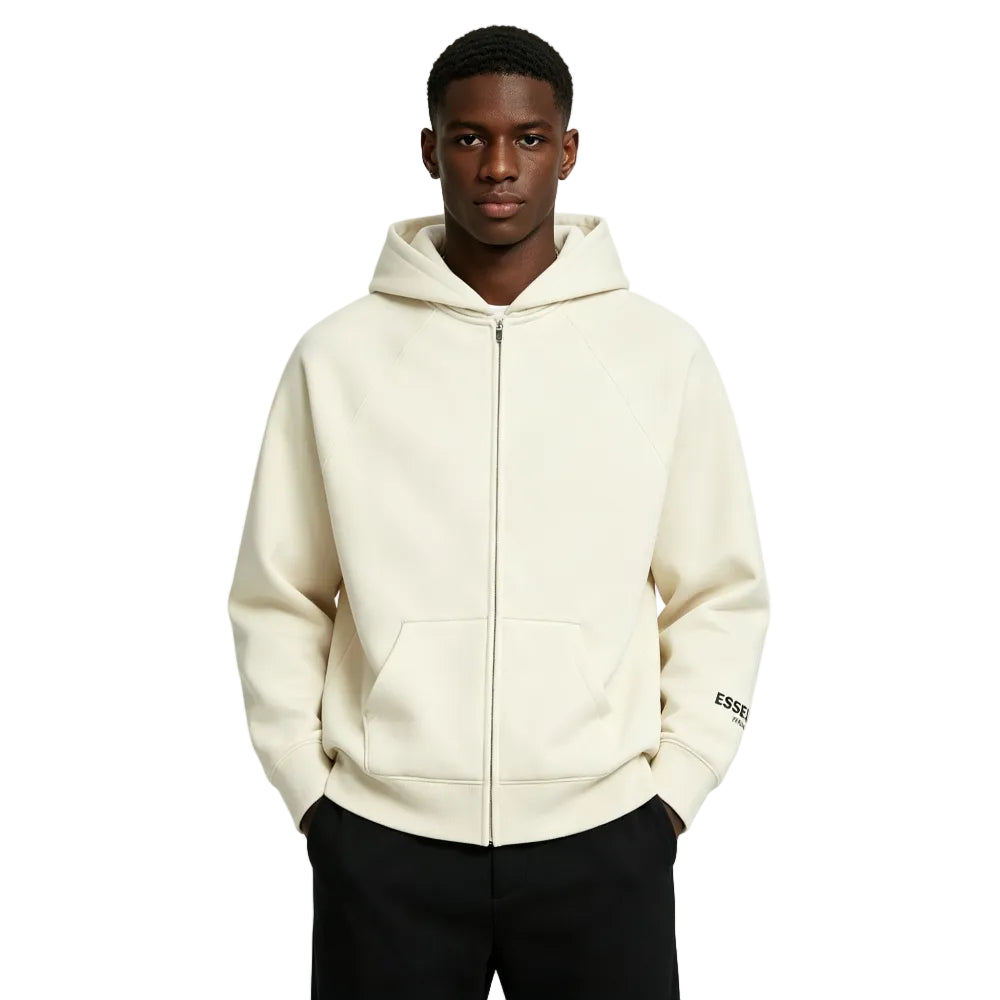 Fear of God Essentials Full Zip Hoodie Cream – AFV Clothes