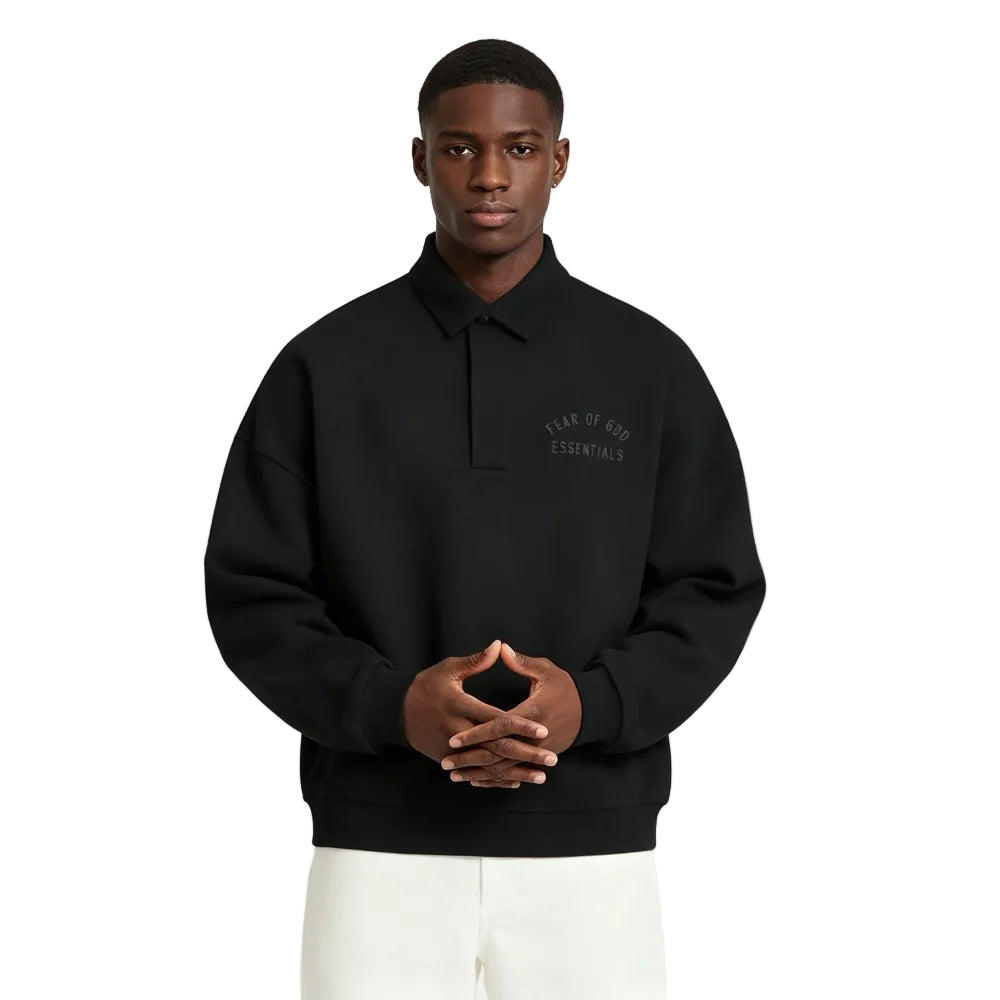 Fear of God Essentials Fleece Polo Black