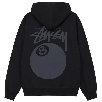 Stussy 8 Ball Pigment Dyed Hoodie Black