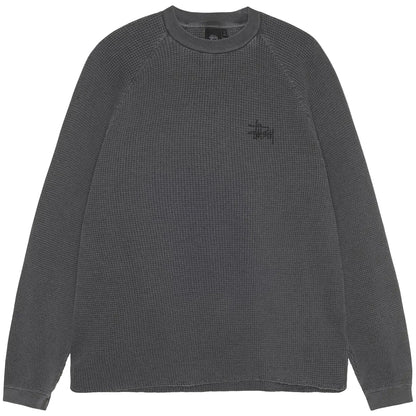 Stussy Raglan Thermal Long-Sleeve Crew Washed Black