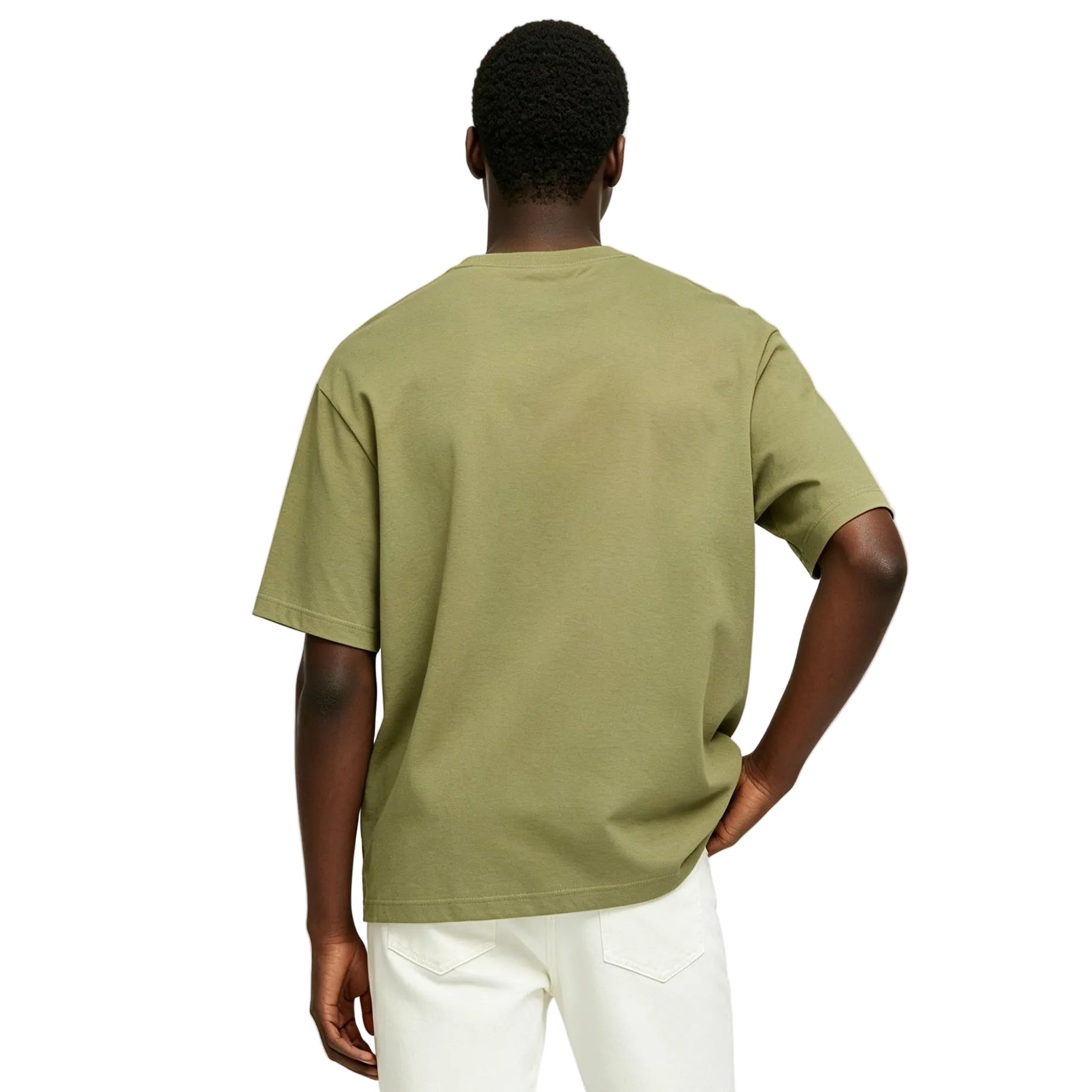 Acne Studios Sprayed Logo T-Shirt Olive Green with sprayed logo graphic