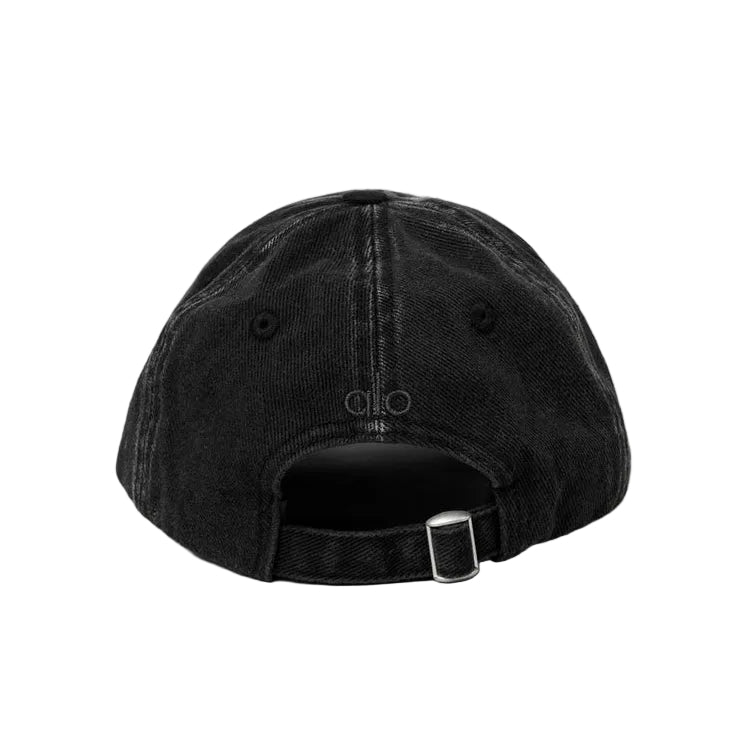 Alo Washed Off Duty Cap Monument Wash Vintage Black with tonal logo and vintage-washed finish