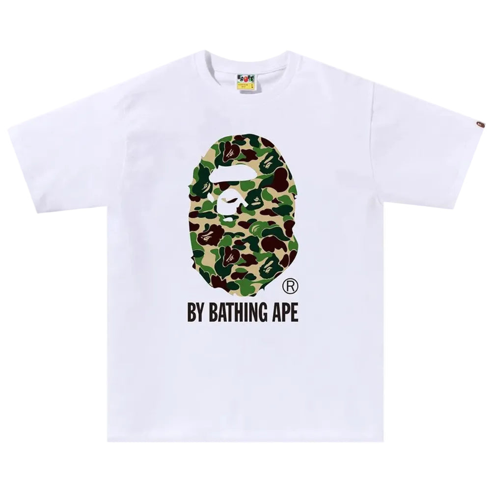 BAPE ABC Camo By Bathing Ape Tee White Green worn from the front