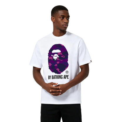 BAPE Color Camo By Bathing Ape Tee FW22 White Purple front view with purple Color Camo graphic