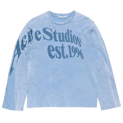 Acne Studios Relaxed Fit Graphic T-Shirt Dirty Blue product view with seasonal logo graphic