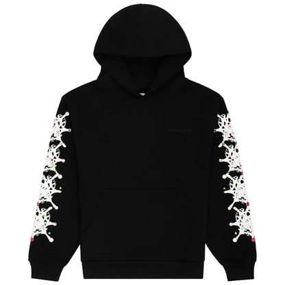 Sp5der Stone Hoodie Black front product view