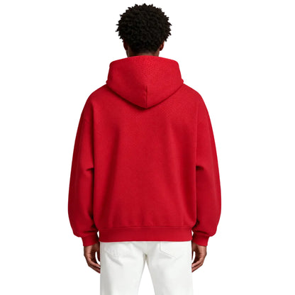 Sp5der VVS Hoodie Red shown on model from the back
