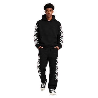 Sp5der Stone Sweatpant Black worn by model from the front