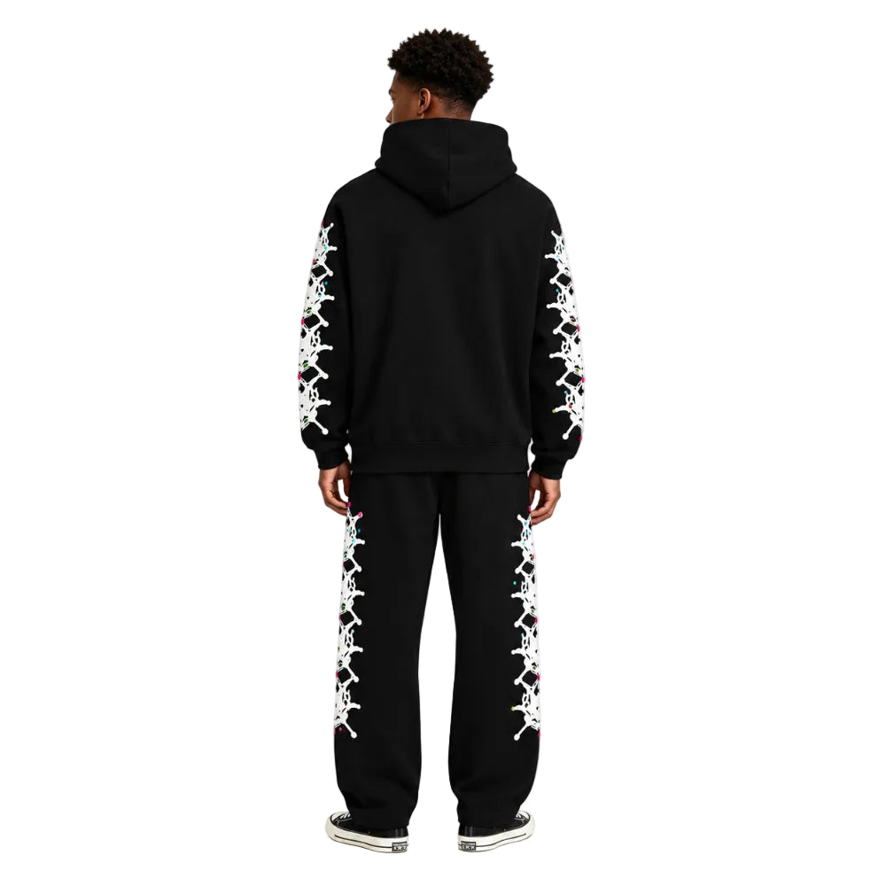 Sp5der Stone Sweatpant Black shown on model from the back