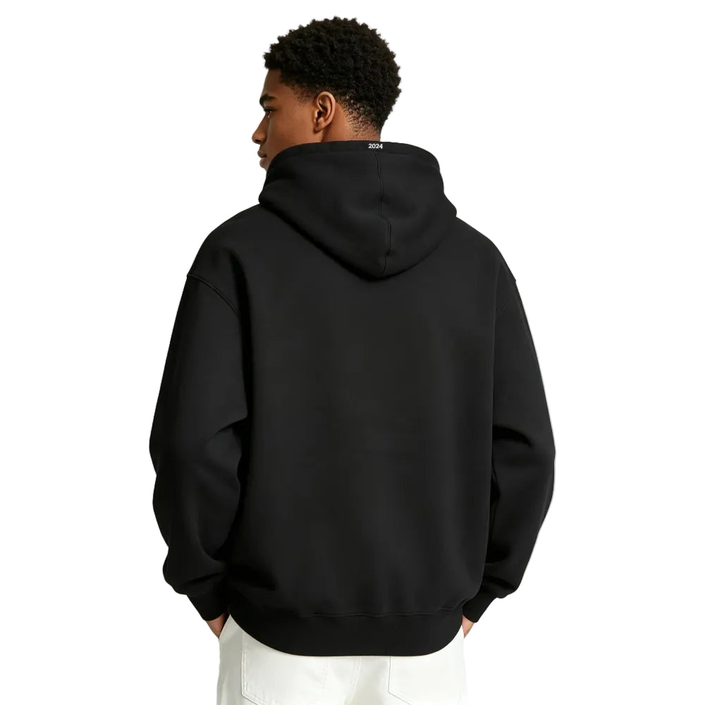 Supreme Box Logo Hooded Sweatshirt FW24 Black shown on model from the back