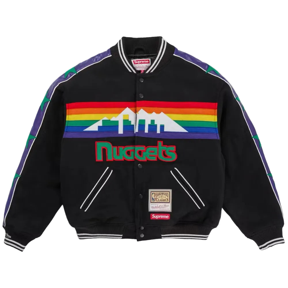 Supreme Mitchell & Ness Teams Varsity Jacket Black front product view